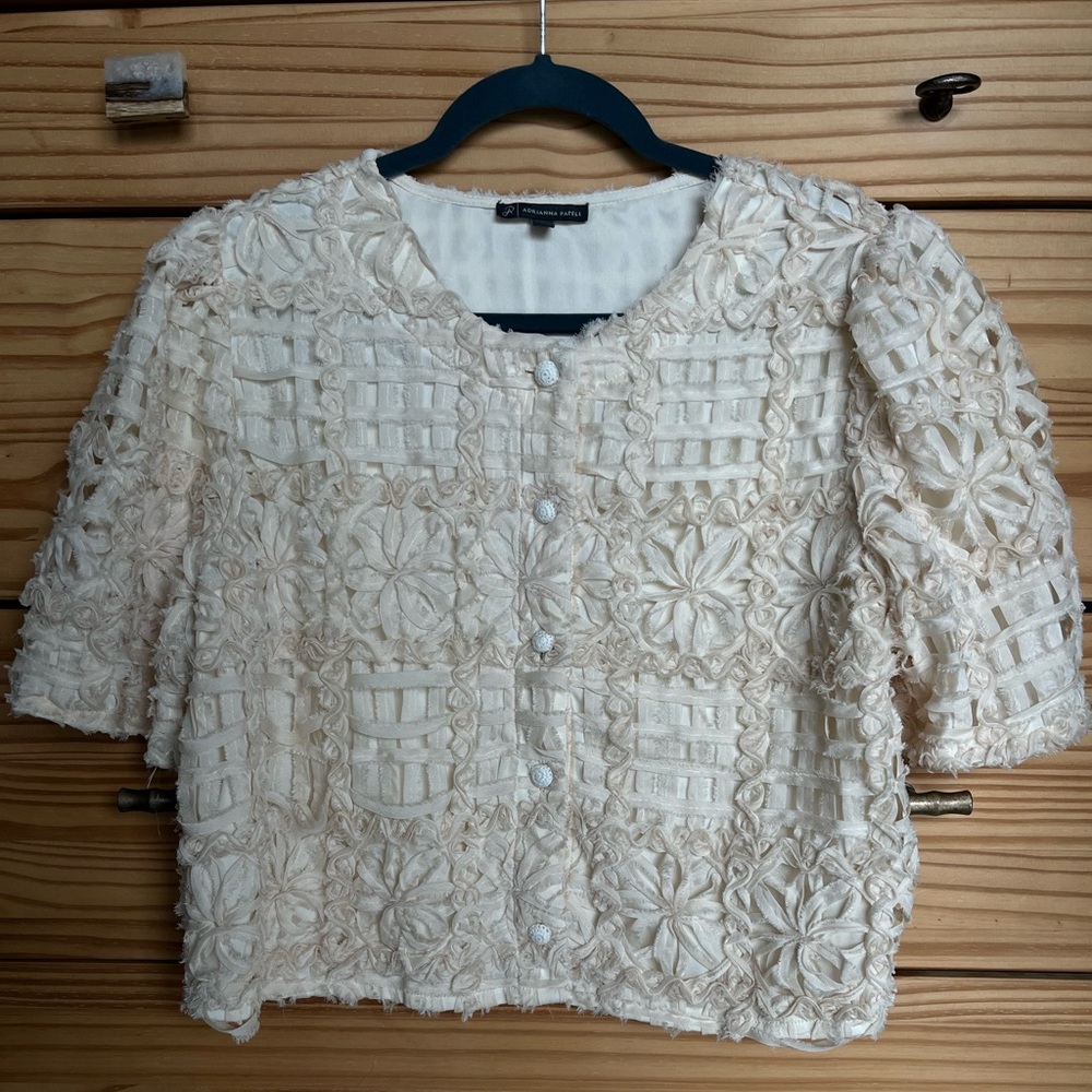 Adrianna Papell Cream Textured Blouse